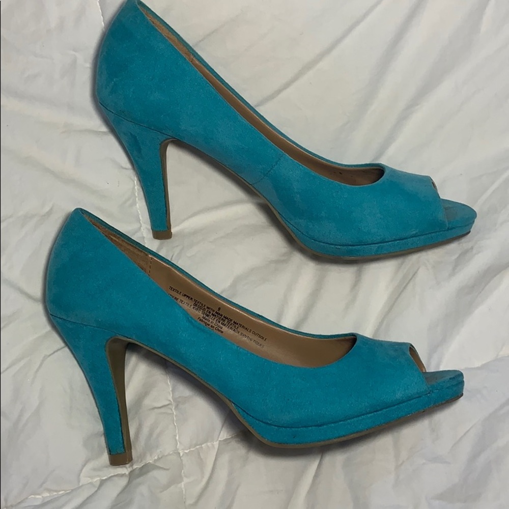 Merona Teal 3” Peep Toe Heels Size 6